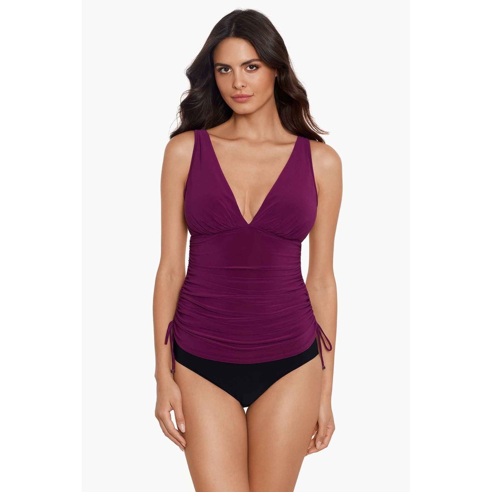 Magicsuit Dani Tankini Top Jam Purple Ruched Slimming V-Neck 6017681 NEW 12